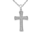 1/10 Carat (ctw) Diamond Cross Pendant Necklace in 14K White Gold with Chain